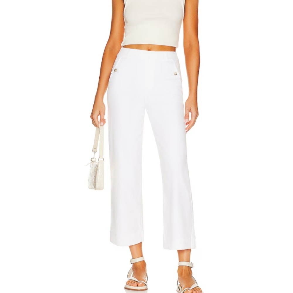 Spanx Stretch Twill Cropped Wide Leg Pant In Bright White Size S